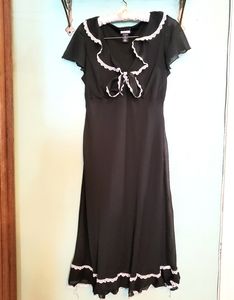 Black Gothic Lolita Style Sundress w/ Lace Trim